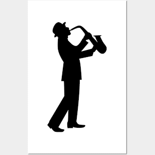 jazz man saxophonist Posters and Art